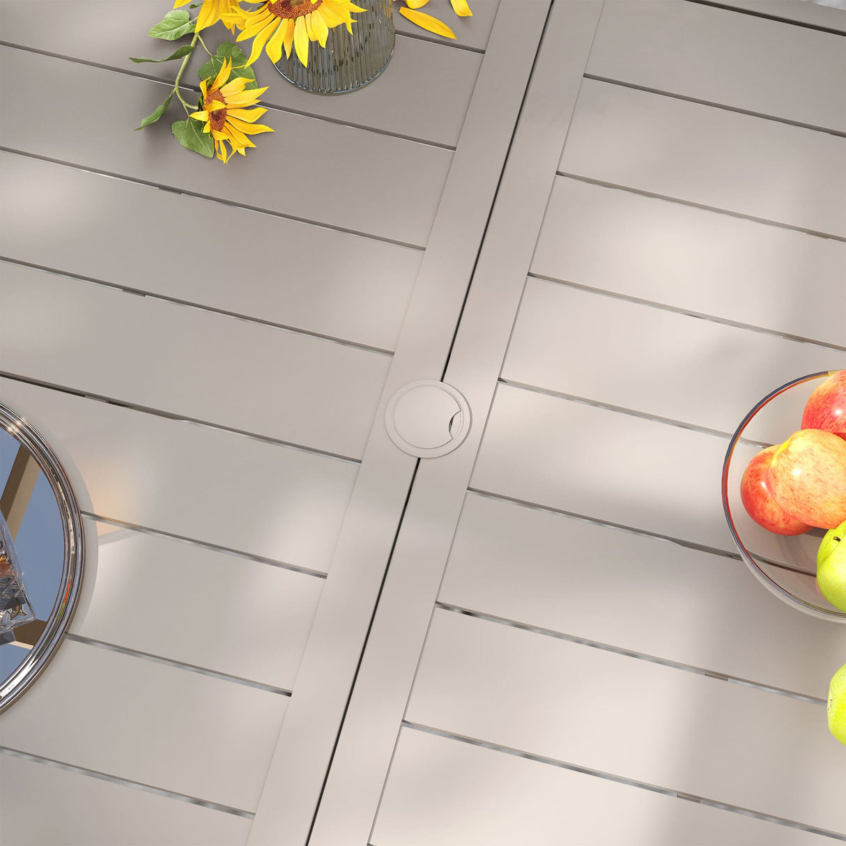 VICLLAX Patio 7 Pieces Outdoor Dining Set, 63" Rectangular Metal Dining Table and Stackable Sling Dining Chair with Armrest