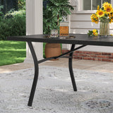 VICLLAX Patio 9 Pieces Outdoor Dining Set, 70.9" Rectangular Metal Dining Table and Stackable Sling Dining Chair with Armrest