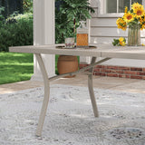 VICLLAX Patio 7 Pieces Outdoor Dining Set, 63" Rectangular Metal Dining Table and Stackable Sling Dining Chair with Armrest