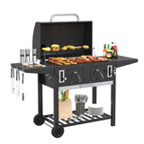 Vicllax Large Charcoal BBQ Grill with Side Tables Barbecue Smoker