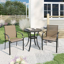 Vicllax 3-Piece Patio Bistro Set, Outdoor Stackable Sling Chairs and Metal Round Table