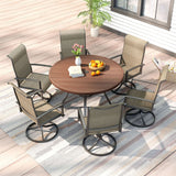 Vicllax 7 Pieces Outdoor Dining Set with 48" Round Dining Table and Swivel Chairs