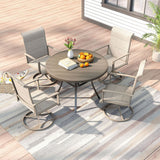 Vicllax 5-Piece Outdoor Dining Set, 42" Round Metal Table and Padded Swivel Chairs