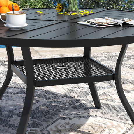 Vicllax 40.6" Patio Round Dining Table Set of 4, Metal Dining Table and Swivel Dining Chairs