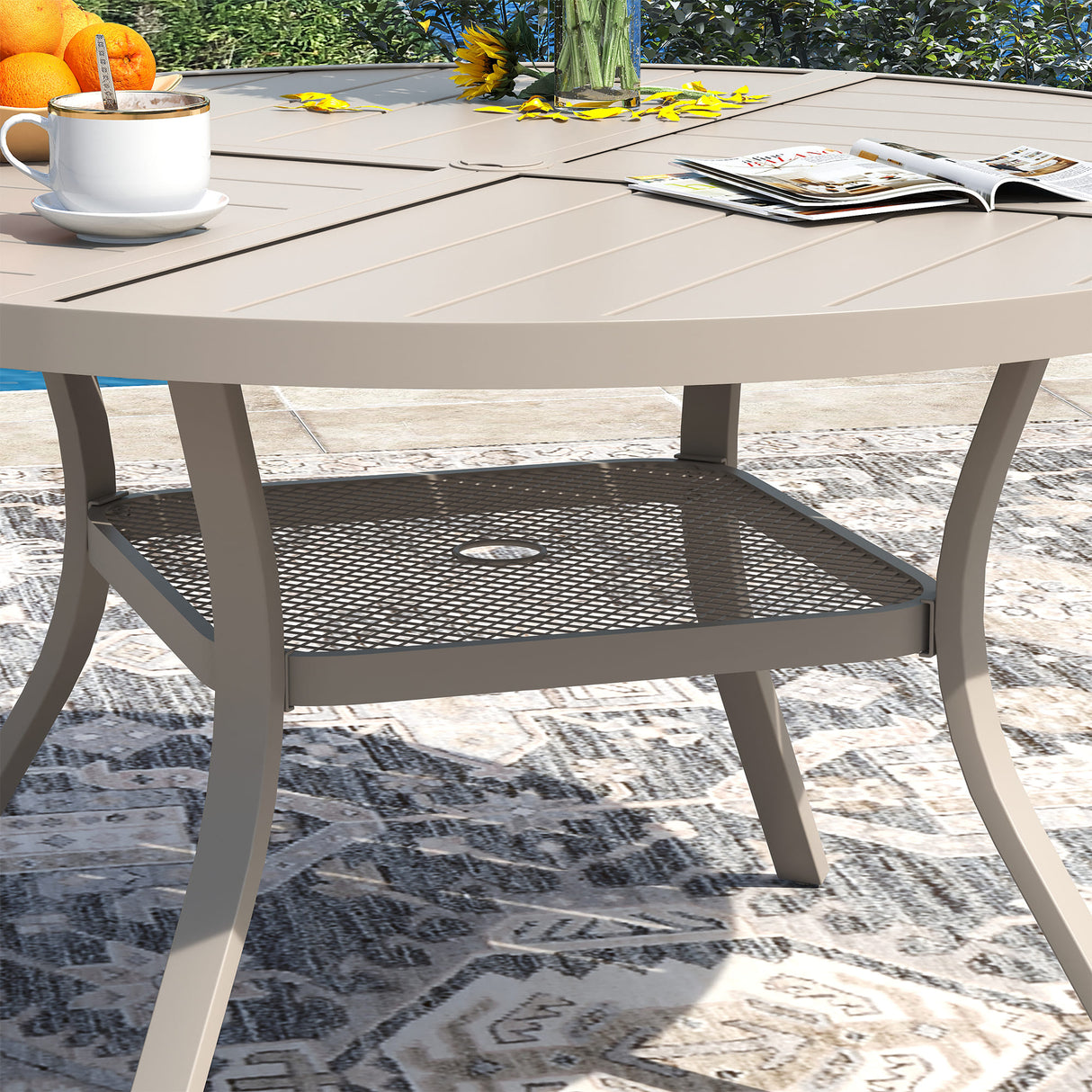 Vicllax 40.6" Patio Round Dining Table Set of 4, Metal Dining Table and Swivel Dining Chairs