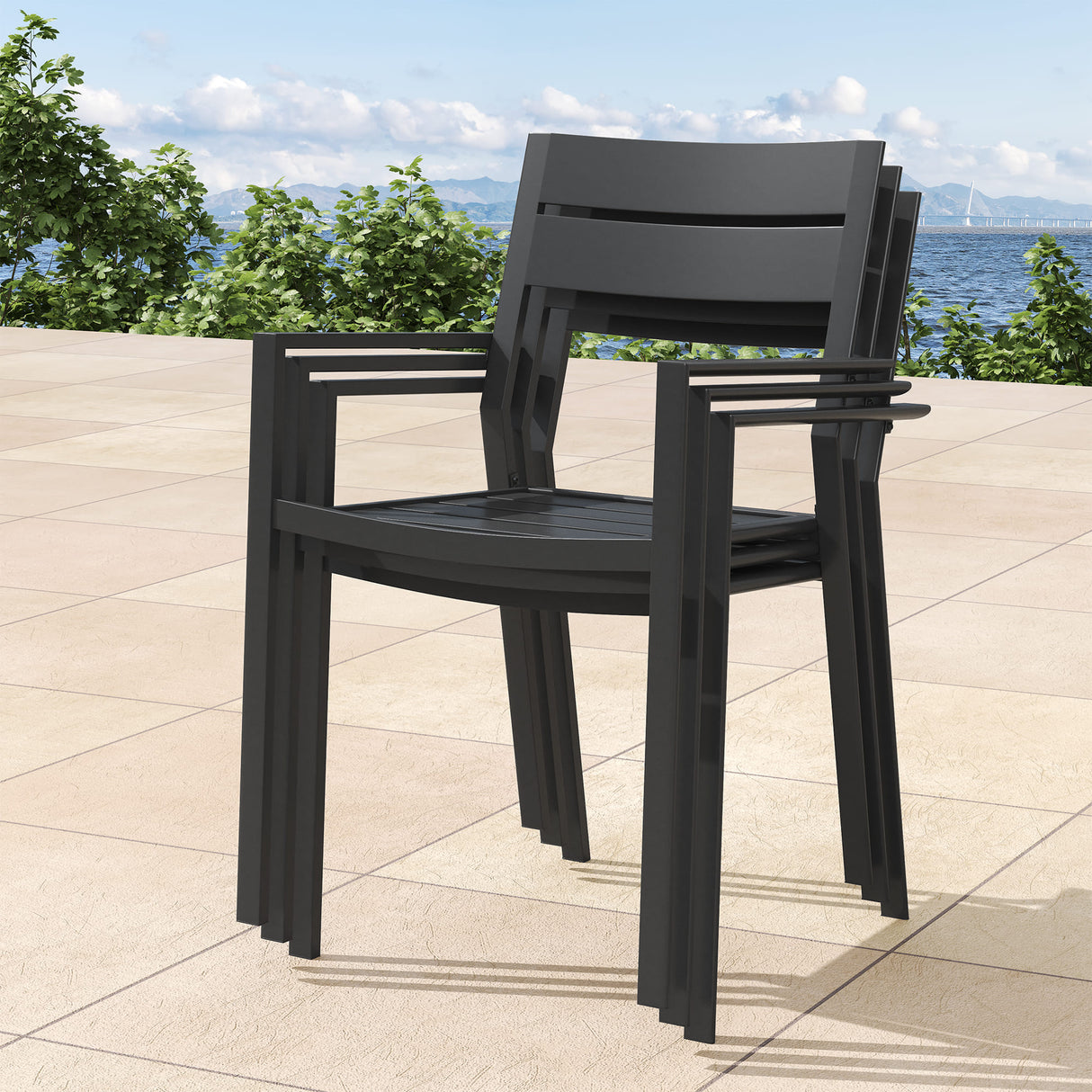 VICLLAX Patio 7 Pieces Outdoor Dining Set, 63" Rectangular Metal Dining Table and Swivel Chairs of 6