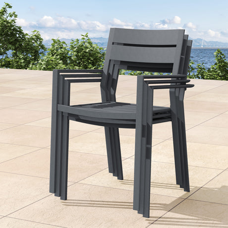 VICLLAX Patio 7 Pieces Outdoor Dining Set, 63" Rectangular Metal Dining Table and Swivel Chairs of 6