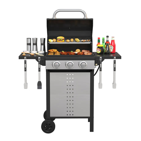 Vicllax BBQ Propane Gas Grill, Freestanding Grill Cart with Wheels