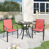 Vicllax 3-Piece Patio Bistro Set, Outdoor Stackable Sling Chairs and Metal Round Table