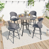 Vicllax Mesa de bar redonda para patio al aire libre de 37" con orificio para sombrilla