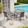 Vicllax 5 Pieces Outdoor Dining Set with Square Table and Padded Stackable Chairs