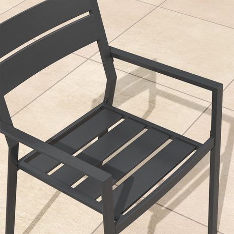 VICLLAX Patio 7 Pieces Outdoor Dining Set, 63" Rectangular Metal Dining Table and Swivel Chairs of 6