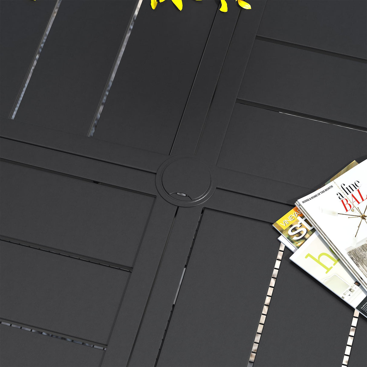 Vicllax 59.8" Patio Round Dining Table Set of 8, Metal Dining Table and Swivel Dining Chairs