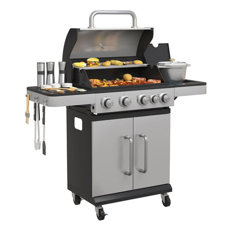 Vicllax BBQ Propane Gas Grill, Freestanding Grill Cart with Wheels
