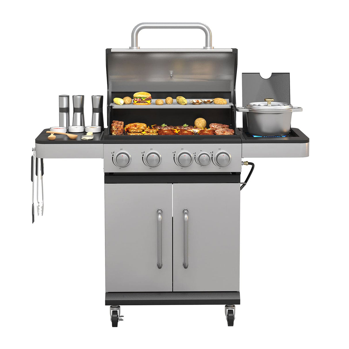 Vicllax BBQ Propane Gas Grill, Freestanding Grill Cart with Wheels