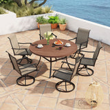 Vicllax 50” / 60" Outdoor Round Metal Dining Table with Umbrella Hole for 6,8