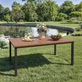 VICLLAX Patio 7 Pieces Outdoor Dining Set, 63" Rectangular Metal Dining Table and Swivel Chairs of 6