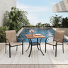 Vicllax 3-Piece Patio Bistro Set, Outdoor Stackable Sling Chairs and Black Metal Square Table