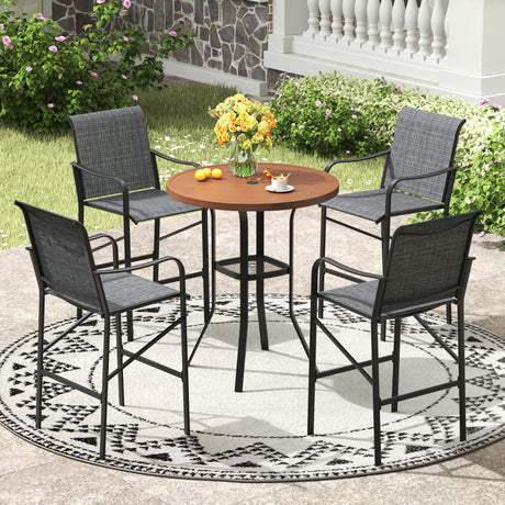 Vicllax 3/5 PCS Outdoor Bar Set, Patio High Bar Chairs and Round Bar Table