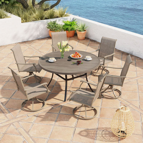 Vicllax Mesa de comedor redonda de metal para exterior de 54" para 6 y 8 personas