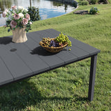 VICLLAX Patio 7 Pieces Outdoor Dining Set, 63" Rectangular Metal Dining Table and Swivel Chairs of 6