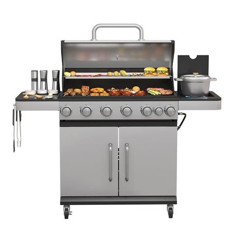 Vicllax BBQ Propane Gas Grill, Freestanding Grill Cart with Wheels