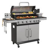 Vicllax BBQ Propane Gas Grill, Freestanding Grill Cart with Wheels