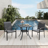 Vicllax 3-Piece Patio Bistro Set, Outdoor Stackable Sling Chairs and Black Metal Square Table