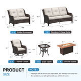 Vicllax Patio Wicker Oasis Lounge Set, 8-Piece Outdoor Sofa Set with Fire Pit Table(Swivel Sofa Chair Set)