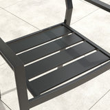 VICLLAX Patio 7 Pieces Outdoor Dining Set, 63" Rectangular Metal Dining Table and 6 Stackable Chairs for Lawn