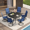 Vicllax 7 Pieces Outdoor Dining Set, 53.1" Metal Round Dining Table and Premium Swivel Chairs