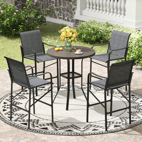 Vicllax 3/5 PCS Outdoor Bar Set, Patio High Bar Chairs and Round Bar Table