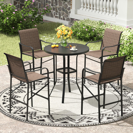 Vicllax 3/5 PCS Outdoor Bar Set, Patio High Bar Chairs and Round Bar Table