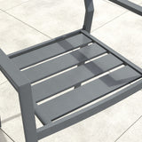 VICLLAX Patio 7 Pieces Outdoor Dining Set, 63" Rectangular Metal Dining Table and 6 Stackable Chairs for Lawn