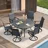 Vicllax 7 Pieces Outdoor Dining Set, 53.1" Metal Round Dining Table and Premium Swivel Chairs