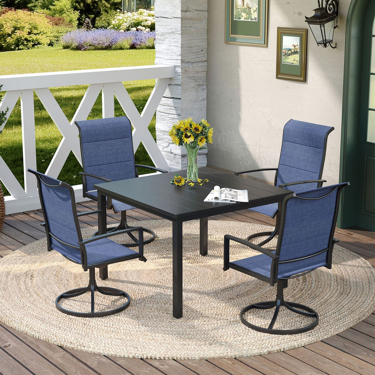 Vicllax 5-Piece Outdoor Furniture Set, Outdoor Dining Set for Lawn Garden