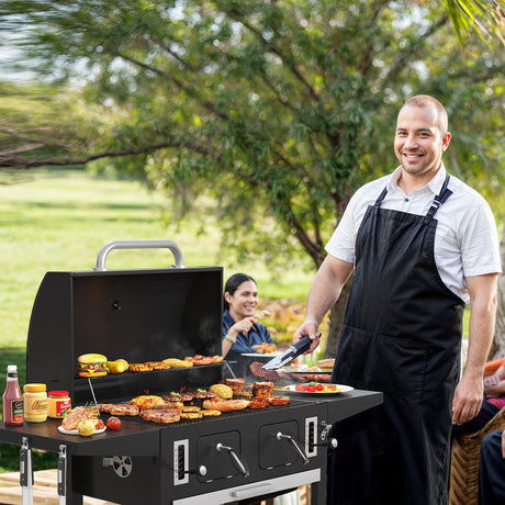 Vicllax Large Charcoal BBQ Grill with Side Tables Barbecue Smoker