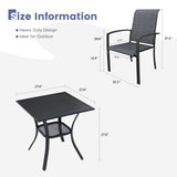 Vicllax 3-Piece Patio Bistro Set, Skyline Stackable Chair and 27.6" Metal Square Table