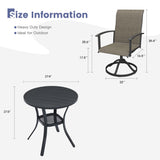 Vicllax 3 Pieces Outdoor Dining Set, 27.6" Round Bar Table and Swivel Chairs