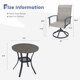 Vicllax 3 Pieces Outdoor Dining Set, 27.6" Round Bar Table and Swivel Chairs