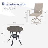 Vicllax 3 Pieces Outdoor Dining Set, 27.6" Round Bar Table and Swivel Chairs
