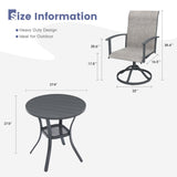Vicllax 3 Pieces Outdoor Dining Set, 27.6" Round Bar Table and Swivel Chairs