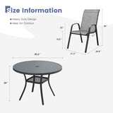 Vicllax 5 Pieces Outdoor Dining Set, 40.6" Outdoor Round dining Table and Horizon Stackable Chair