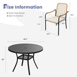 Vicllax 5 Pieces Outdoor Dining Set, 40.6" Round Table and Solana Stackable Chair