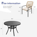 Vicllax 5 Pieces Outdoor Dining Set, 40.6"Round Table and Alora Stackable Chair