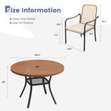 Vicllax 5 Pieces Outdoor Dining Set, 40.6" Round Table and Solana Stackable Chair