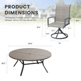 VICLLAX 9 PCS Patio Dining Table Set, 63" Round Metal Table with umbrella Hole and 8 Padded Swivel Chairs