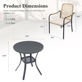 Vicllax 3-Piece Patio Bistro Set, Solana Stackable Chair and 27.6" Metal Round Table