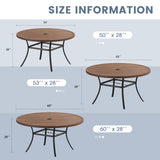 Vicllax 9/11 Pcs Outdoor Dining Set, 53"/ 60" Round Metal Table and Stackable Padded Chair