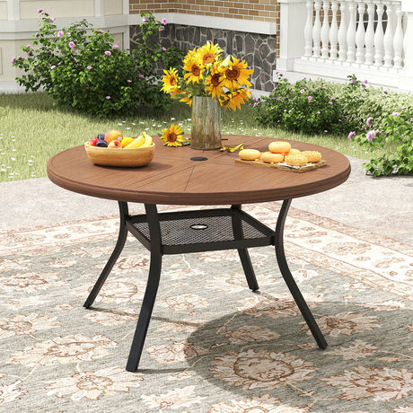 Vicllax 5 Pieces Outdoor Dining Set, Premium Metal Round Table and Paddad Swivel Chairs